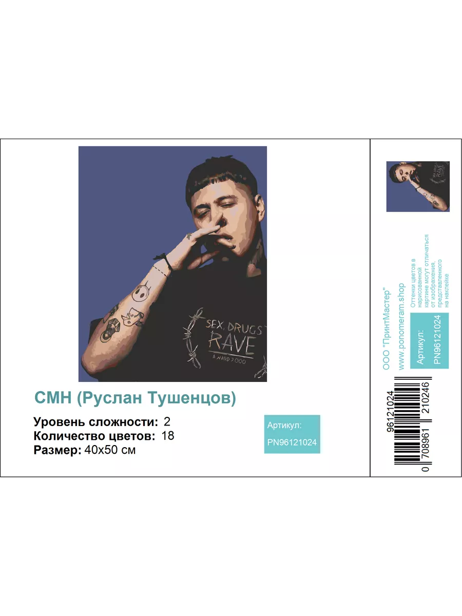 СМН (Руслан Тушенцов)» - картина по номерам PONOMERAM.SHOP 149398928 купить  за 945 ₽ в интернет-магазине Wildberries