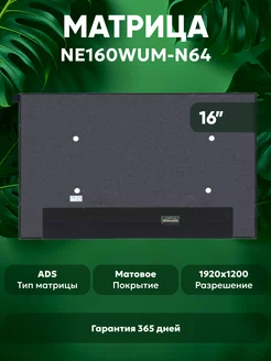 Матрица для ноутбука NE160WUM-N64 16", матовая Batme 149400617 купить за 4 395 ₽ в интернет-магазине Wildberries