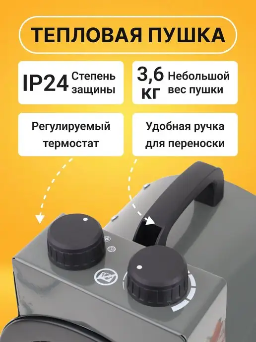 TDM Electric Тепловентилятор тепловая пушка обогреватель напольный 2 квт, черный, фото 2