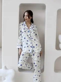 Пижама со штанами муслиновая Time4family 149501027 купить за 4 744 ₽ в интернет-магазине Wildberries