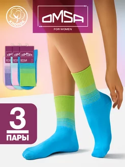 Носки высокие с рисунком из хлопка 3 пары OMSA 149524799 купить за 423 ₽ в интернет-магазине Wildberries
