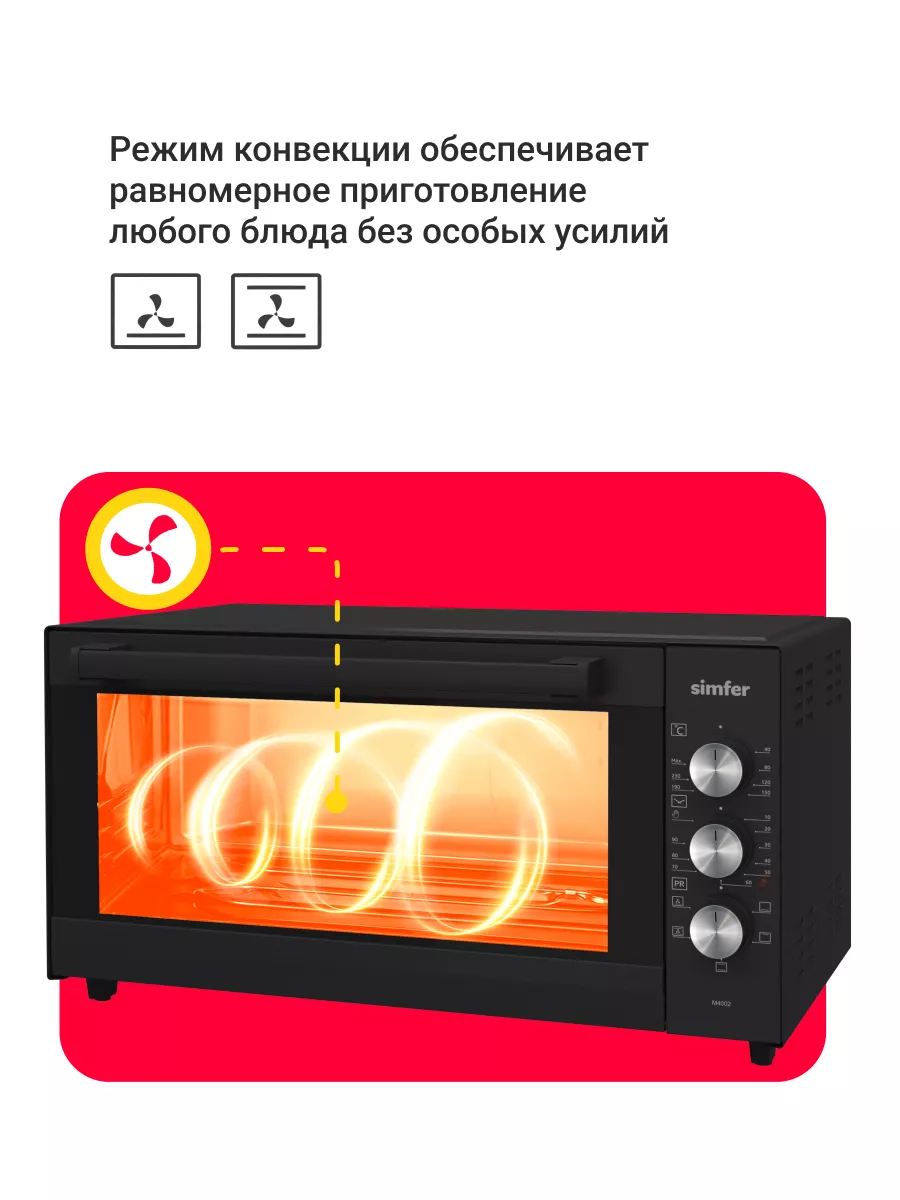 Мини-печь M4002, 40 л, 1300 Вт, конвекция Simfer 149529680 купить за 6 622  ₽ в интернет-магазине Wildberries