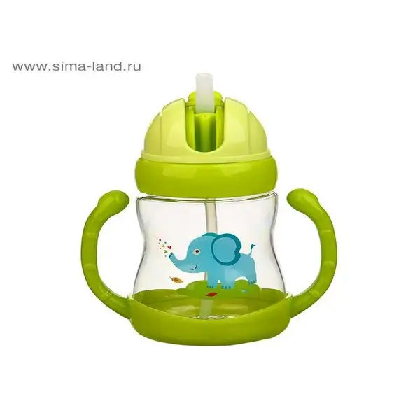 Поильник с трубочкой детский, 350 мл., с ручками