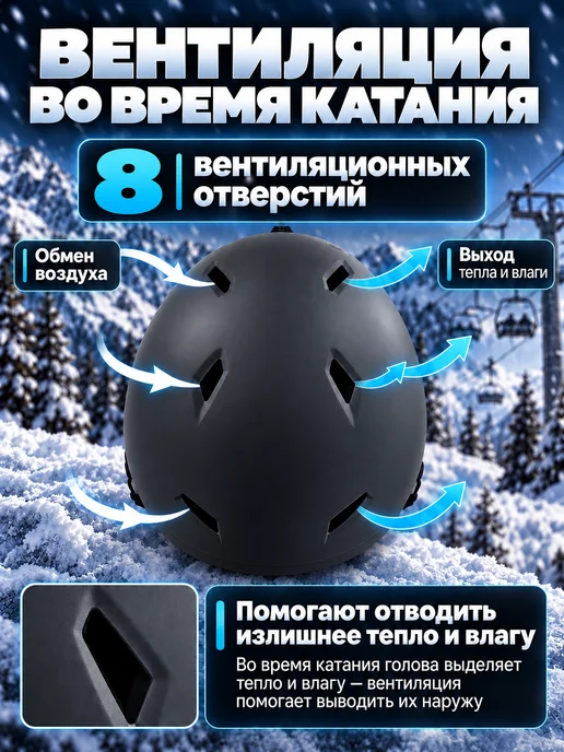 Биг Кит Шлем горнолыжный для лыж и сноуборда с балаклавой, черный, фото 5