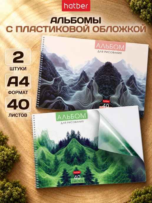 Hatber Альбом для рисования А4 40 листов 2 штуки набор, белый, альбом