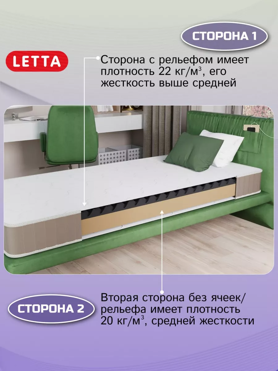 Ортопедический матрас 140х200 беспружинный LETTA 149612339 купить за 9 098  ₽ в интернет-магазине Wildberries