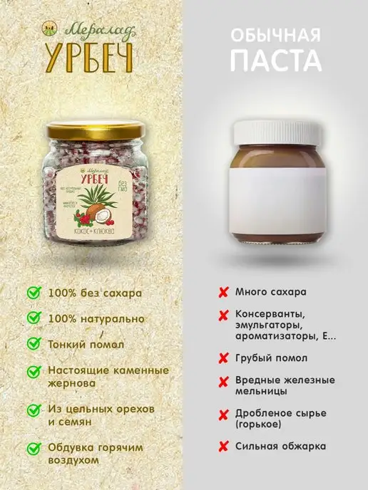 Мералад Урбеч кокос и клюква мед без сахара кето 400г, 400 г, фото 7