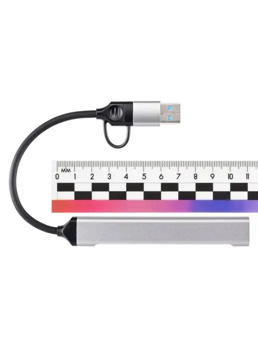 VCOM Разветвитель USB 3.0 A или TYPE C HUB USB 3.0 2xUSB 2.0, серый, фото 3