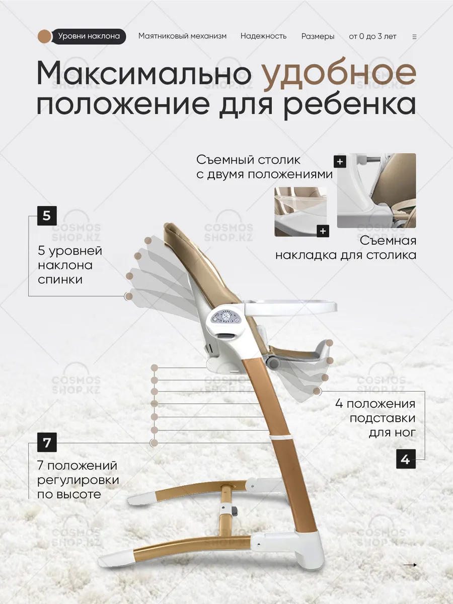 CSM Универсальный стульчик для кормления 3 в 1 Электрокачели