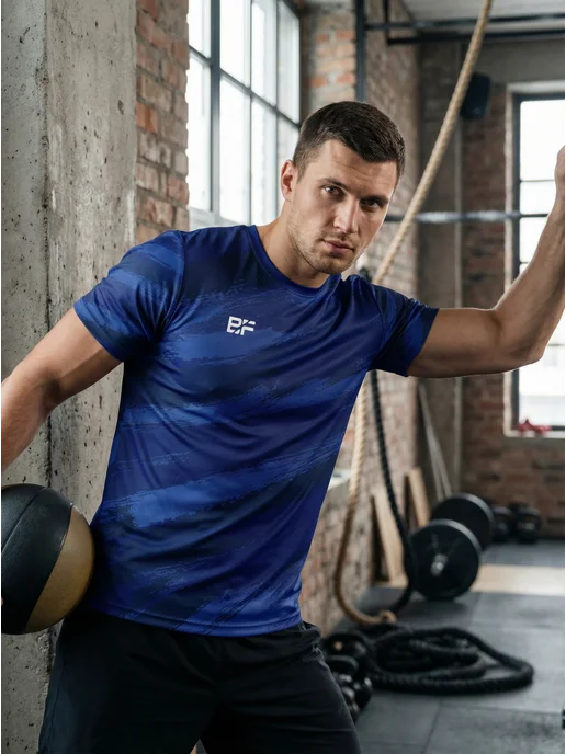 BEST FITNESS Футболка спортивная для фитнеса бега, синий, фото 2