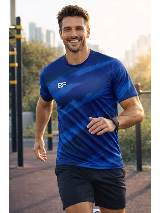BEST FITNESS Футболка спортивная для фитнеса бега, синий, фото 4