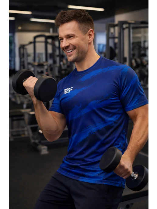 BEST FITNESS Футболка спортивная для фитнеса бега, синий, фото 5