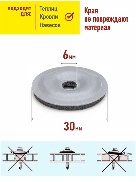 отличный Термошайба, шайба оцинкованная для поликарбоната, 100шт, 100 шт, фото 2