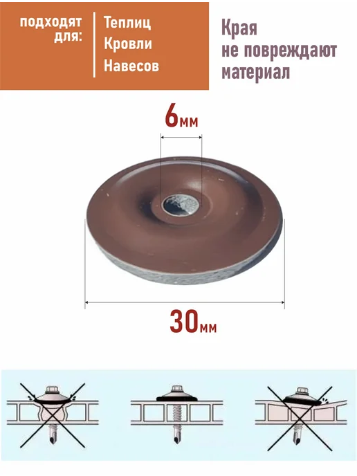 отличный Термошайба, шайба для поликарбоната цветная 100шт,сталь, 100 шт, фото 2