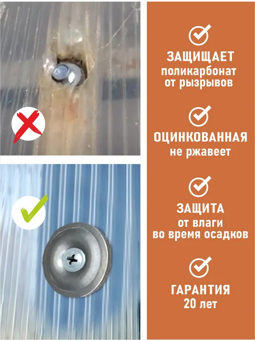 отличный Термошайба, шайба для поликарбоната цветная 100шт,сталь, 100 шт, фото 3