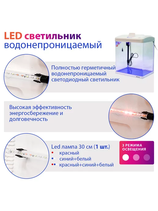 BOYU Аквариум для рыбок с подсветкой и фильтром, 33л, 33 л, фото 3