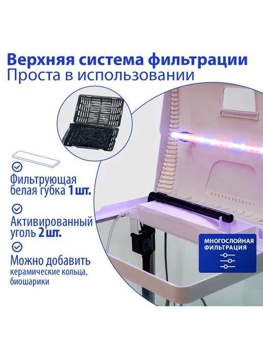 BOYU Аквариум для рыбок с подсветкой и фильтром, 33л, 33 л, фото 7
