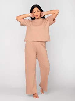 Домашний костюм футболка оверсайз с брюками клеш