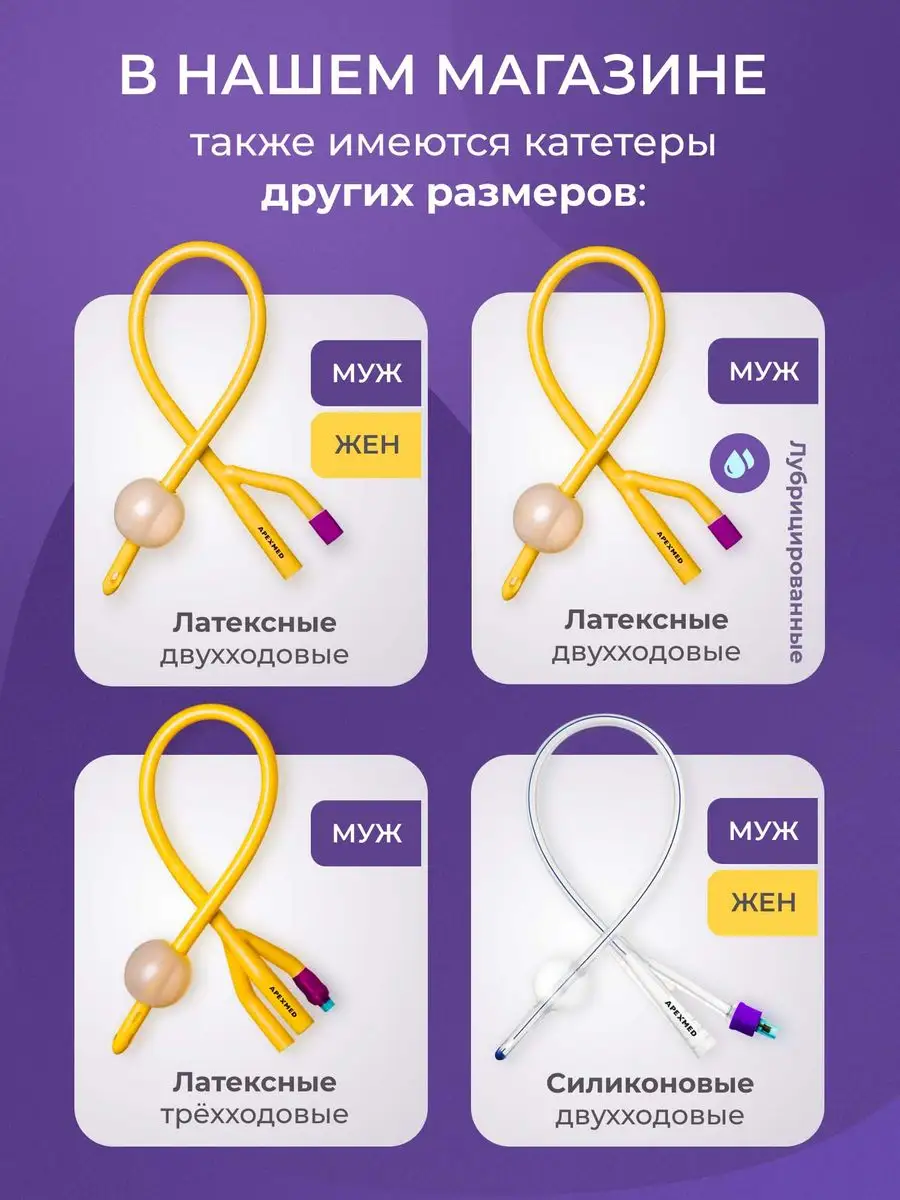 Катетер Фолея урологический Ch 30 двухходовой 2 шт Apexmed 149793919 купить  за 386 ₽ в интернет-магазине Wildberries