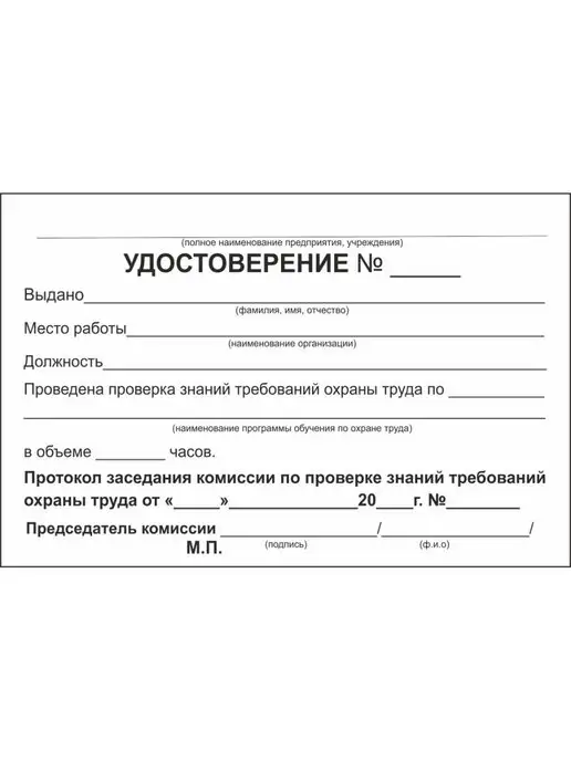 Леонардо Да Винчи Бланк удостоверения по охране труда, вариант, фото 2