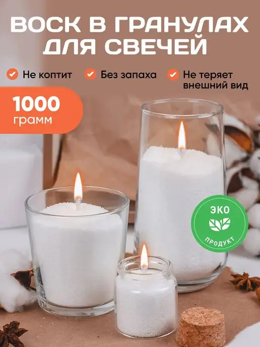 Менделеев Воск в Гранулах для Насыпной Свечи 1 кг, 1 кг