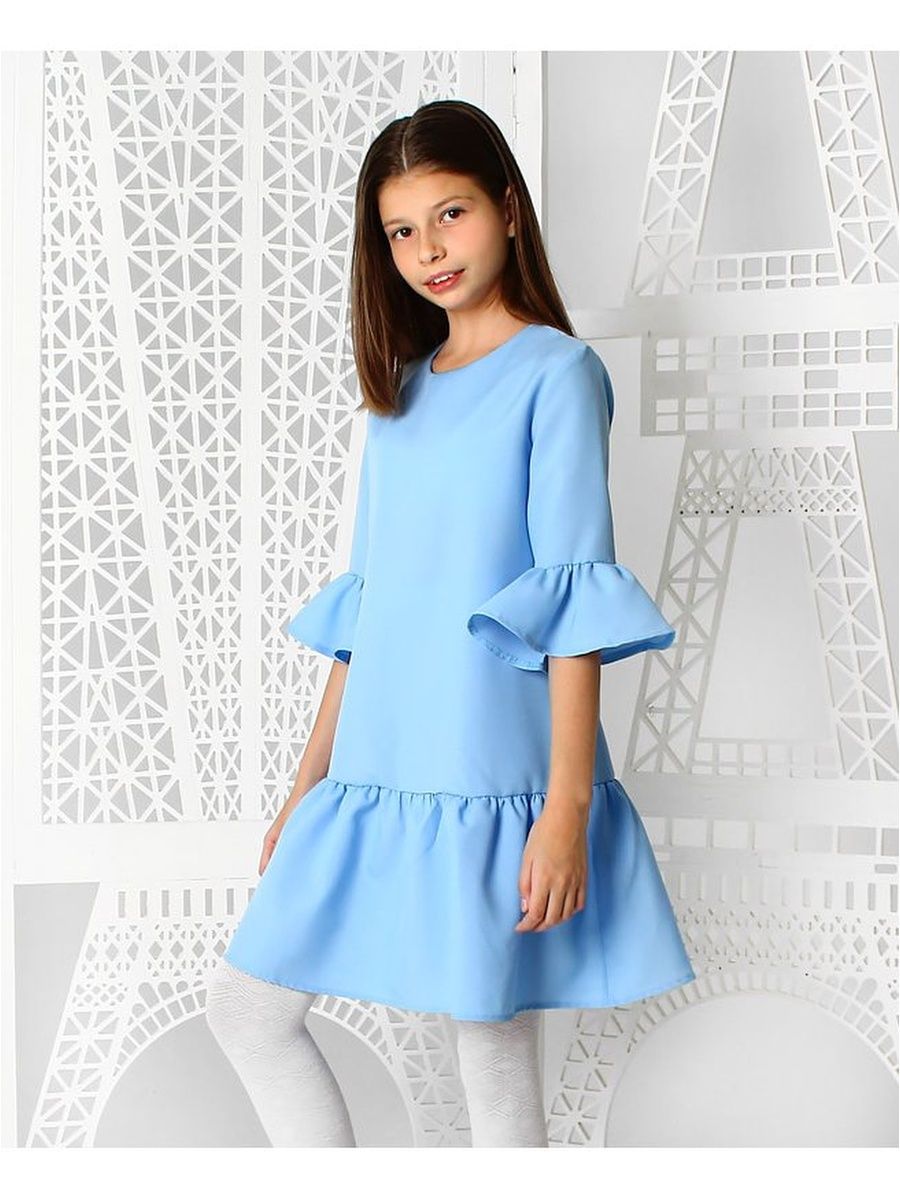 Голубое платье для девочки 10 лет