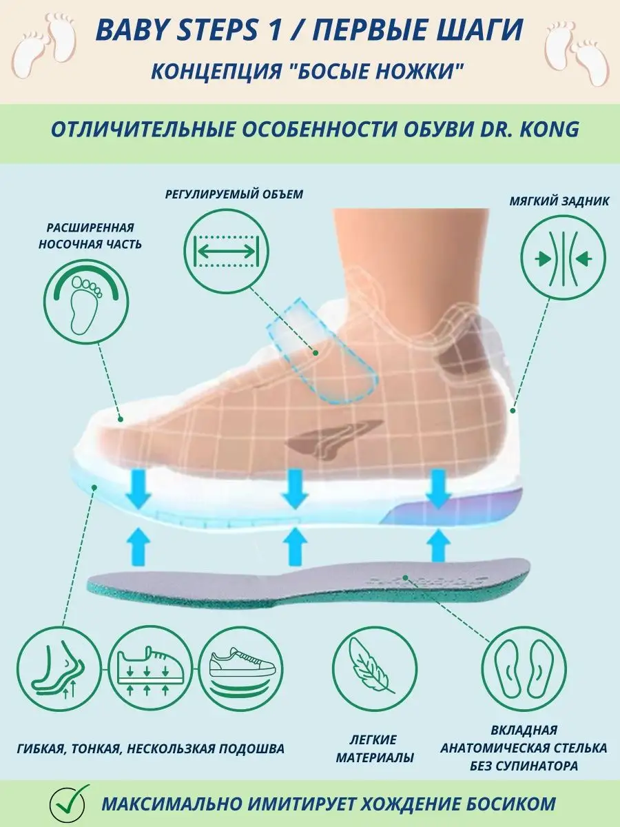 Кроссовки Dr.Kong Baby Steps1 босые ножки Dr. Kong обувь 149933750 купить  за 3 687 ₽ в интернет-магазине Wildberries