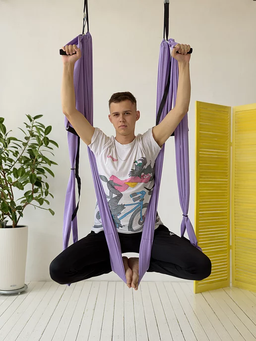 YoGuru Гамак для йоги и аэройоги, фиолетовый, фото 3
