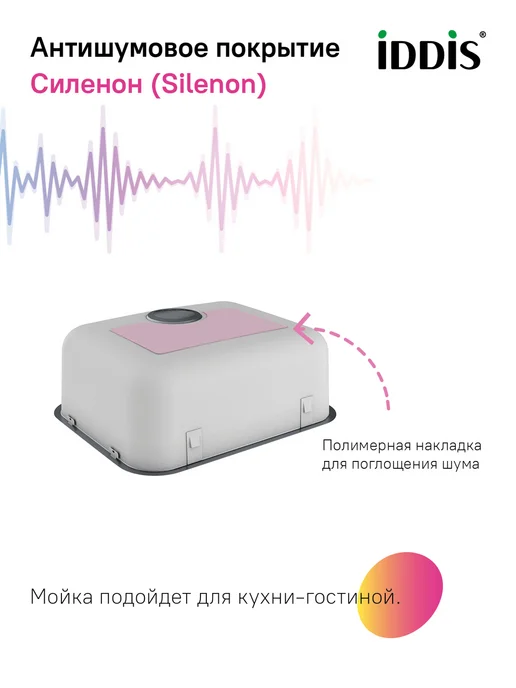 IDDIS Мойка для кухни врезная или подстольная, 44х44х18 см, 53x43x20 см, фото 3