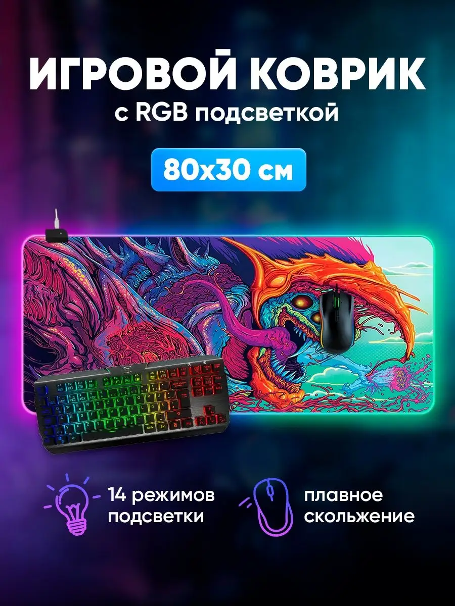 Игровой коврик для мышки большой аниме с подсветкой на стол Abeillevie  150072858 купить за 1 016 ₽ в интернет-магазине Wildberries