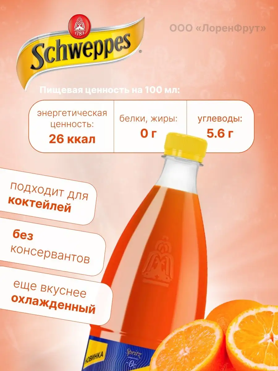 Напиток Schweppes Spritz Aperitivo Швепс Шприц 1 л 12 шт. Schweppes  150089702 купить в интернет-магазине Wildberries