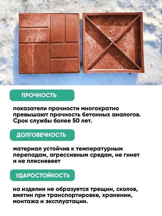 НеоКомпозит Плитка тротуарная полимерпесчаная усиленная, терракот, 5 шт, 25x25, 8 шт, фото 2