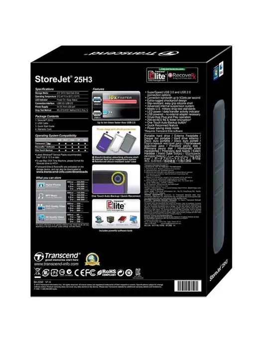 Transcend 2 ТБ Внешний HDD StoreJet 25H3P Фиолетовый (TS2TSJ25H3P), 2 ТБ, фото 5