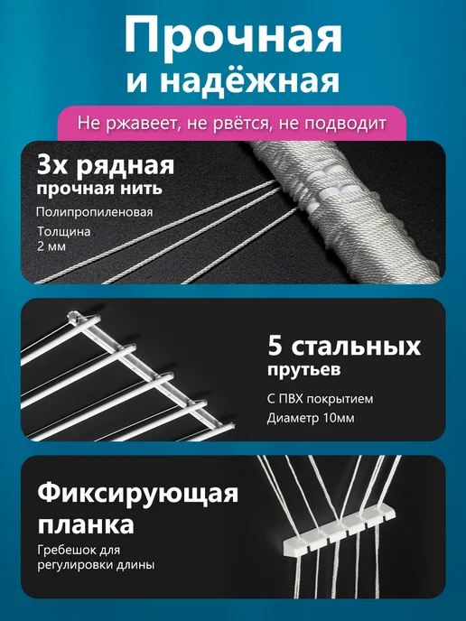 мастерпласт Сушилка для белья потолочная подвесная складная в ванную, белый, фото 4