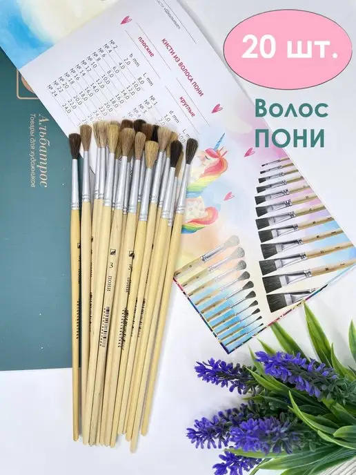Компания Альбатрос Набор кистей 20 шт. №3 круглые, 20 шт