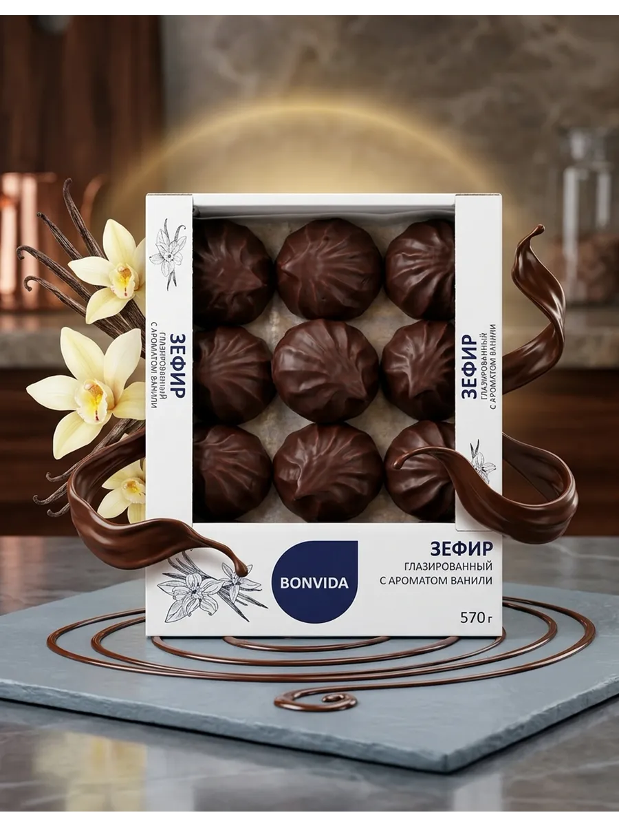 Зефир с ароматом ванили глазированный, 570г Bonvida 150273157