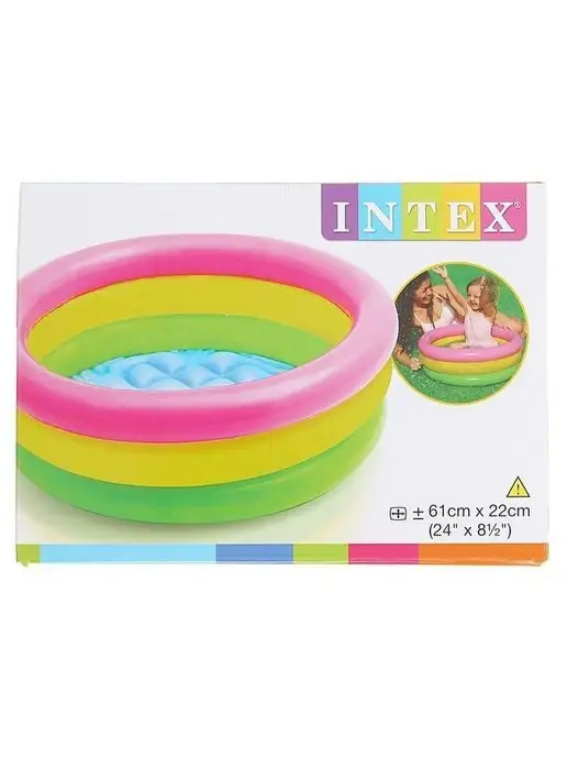 Intex Надувной бассейн детский Радуга, 114х25 см, 61x22 см, фото 3