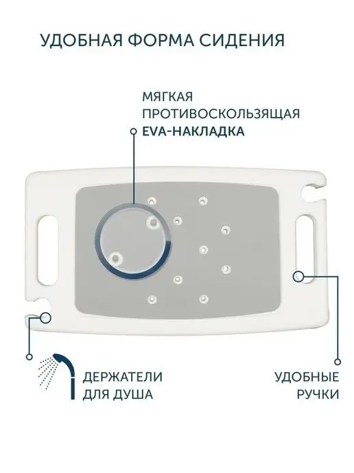 ХОЗТОРГМАРКЕТ Стул для ванной и душа для пожилых титан мягкое, титан, фото 5