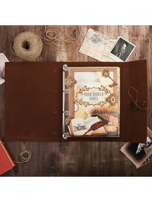 подарки Родословная книга "Наш род" в обложке из искусственной кожи, красный, фото 6