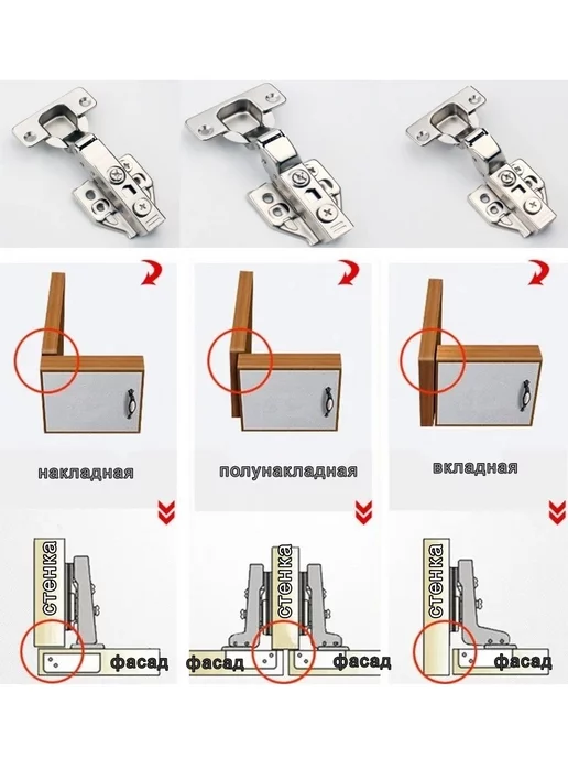 ASA life Петли мебельные накладные 3D с доводчиком для кухни и шкафов, серый, фото 4