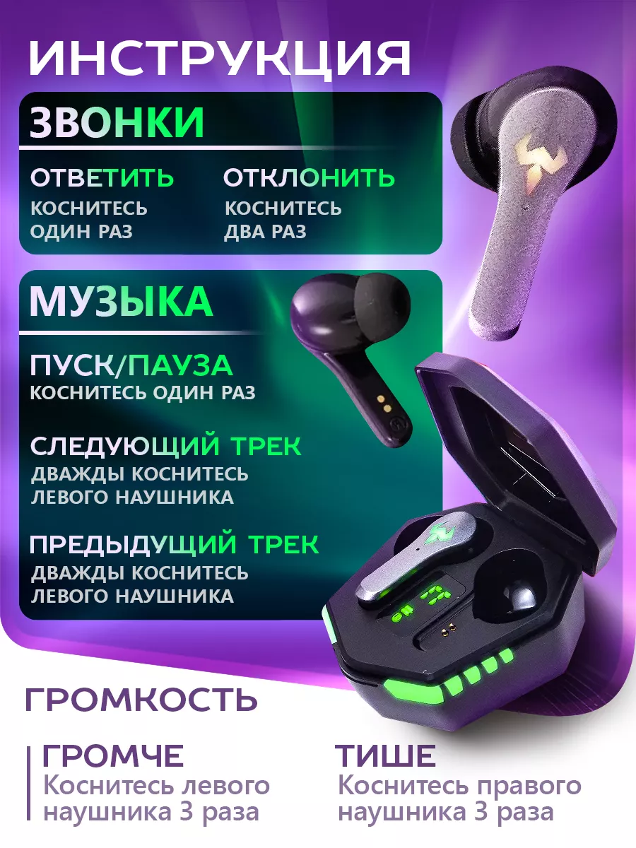 Наушники беспроводные игровые + напальчники для PUBG Aura Accessory  150357587 купить за 716 ₽ в интернет-магазине Wildberries