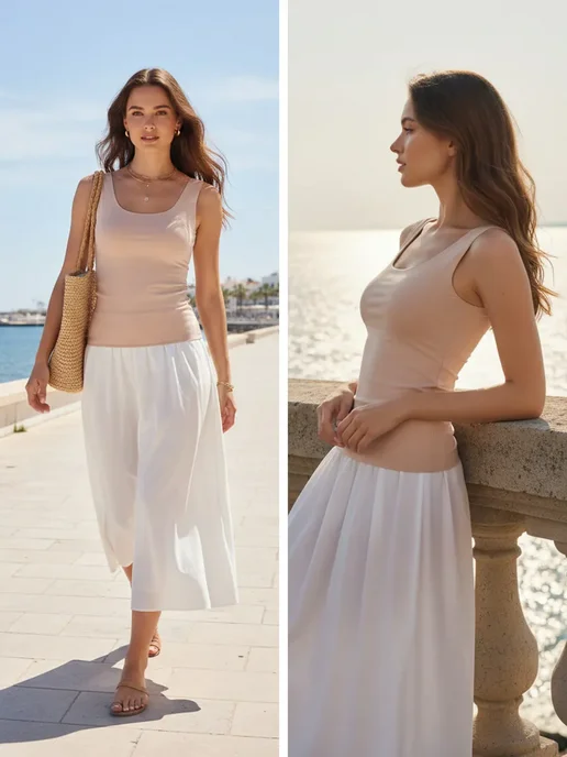 CLEVER WEAR Майка под пиджак бесшовная, бежевый, фото 6