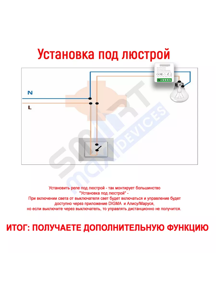 Умное реле WiFi с Алисой, Марусей SmartMaxi 150434047 купить за 507 ₽ в  интернет-магазине Wildberries