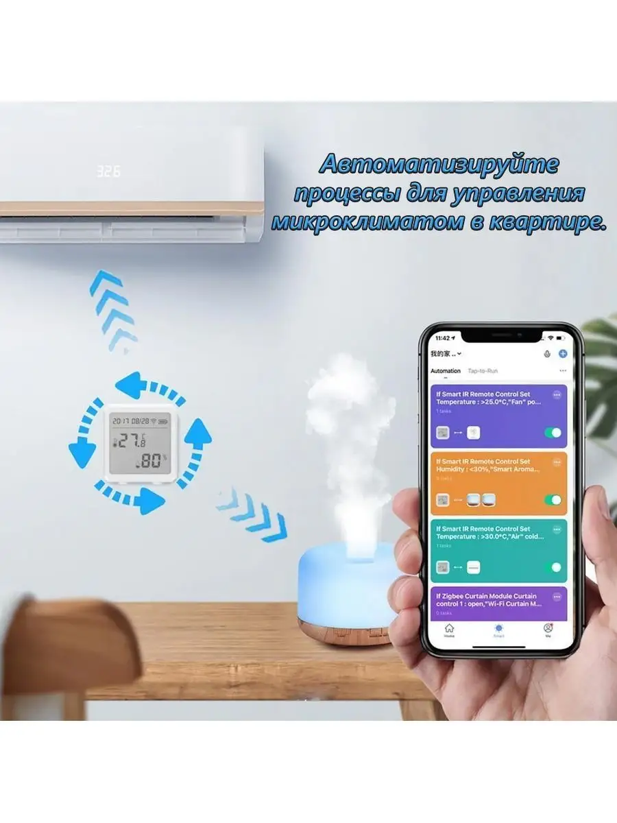 WiFi датчик температуры и влажности для умного дома SmartMAXI 150452616  купить за 1 281 ₽ в интернет-магазине Wildberries