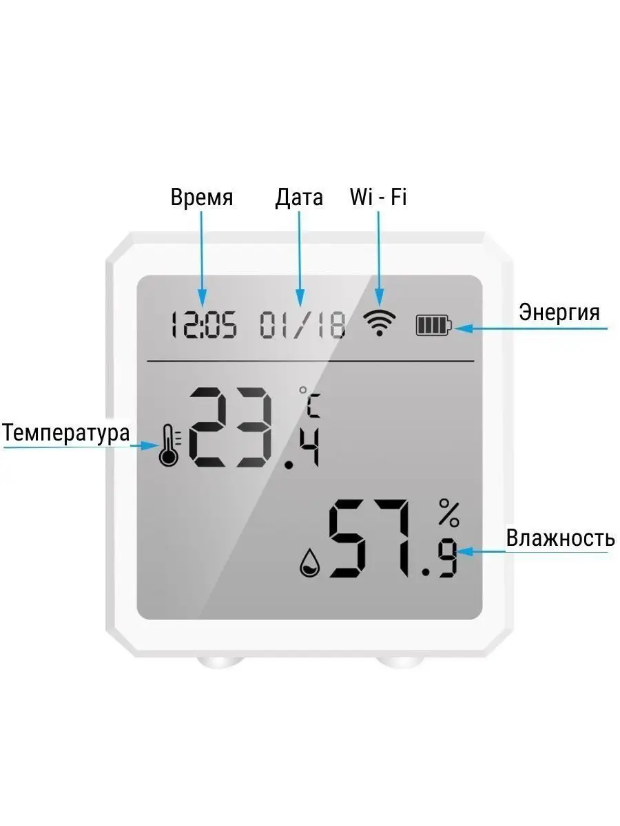 WiFi датчик температуры и влажности для умного дома SmartMAXI 150452616  купить за 1 333 ₽ в интернет-магазине Wildberries