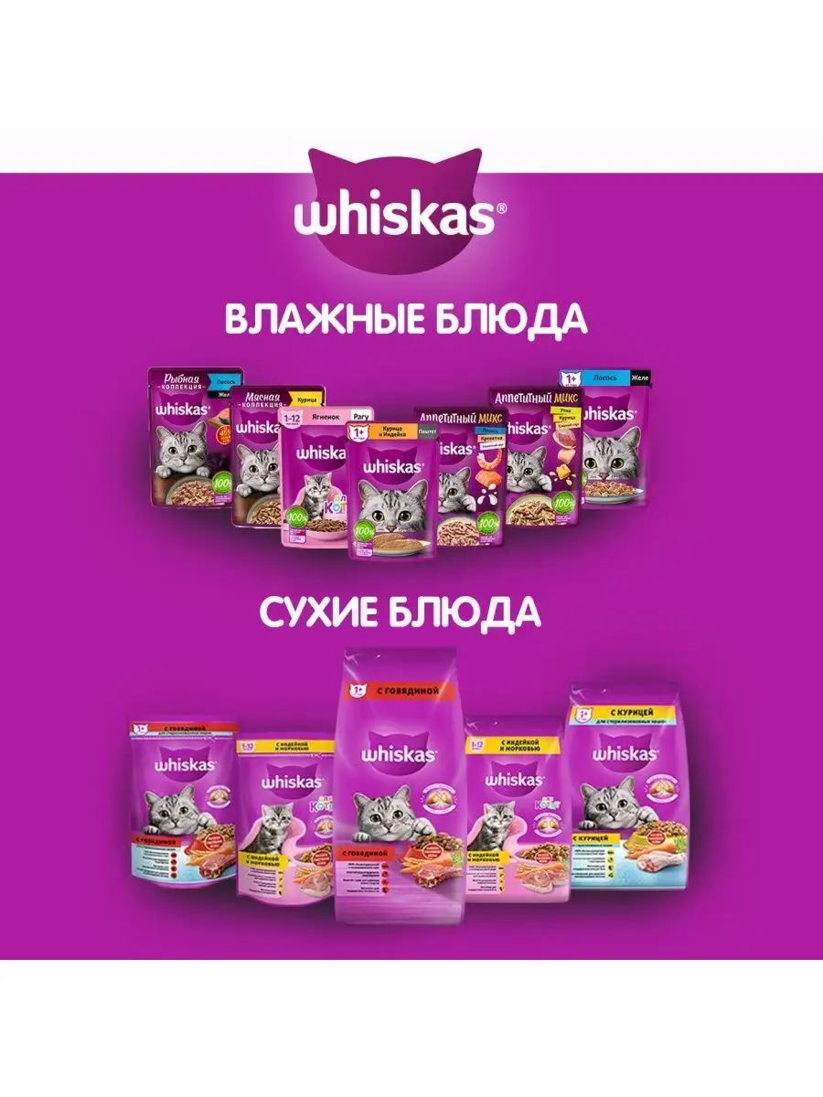 Корм для кошек Подушечки с паштетом с лососем 350г Whiskas 150466535 купить  за 221 ₽ в интернет-магазине Wildberries