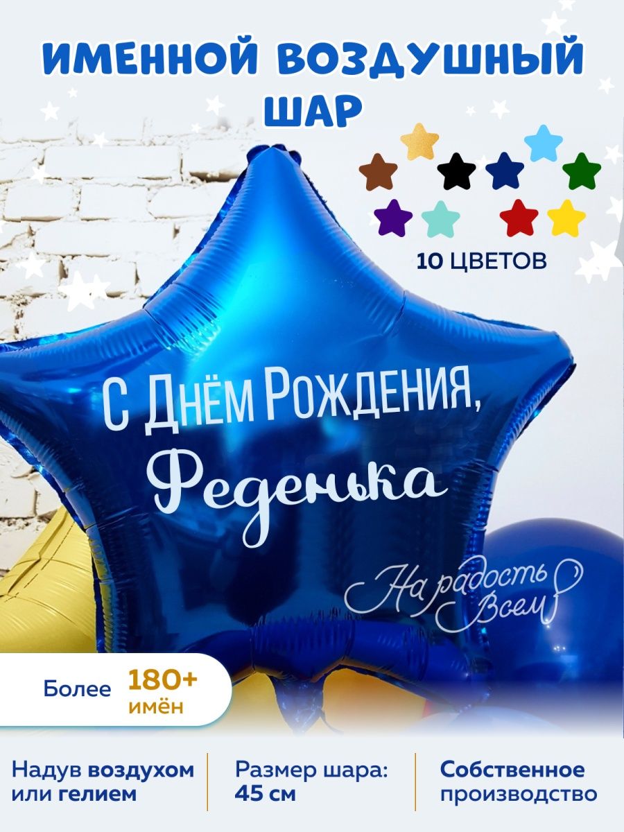 Воздушный шар именной Феденька Фёдор На радость всем 150480465 купить за  219 ₽ в интернет-магазине Wildberries