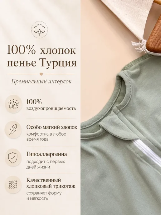 Твоя ИНАЯ Пеленка кокон для новорожденных на молнии, 2 шт, фото 6