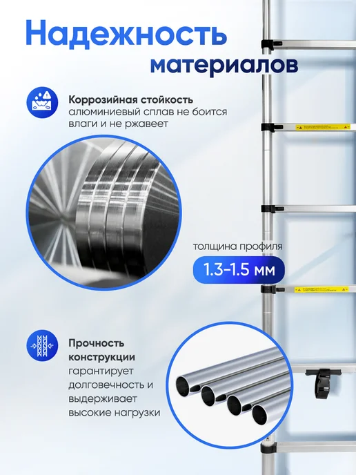 FORSAGE Лестница 2 м телескопическая приставная, 2 м, фото 4