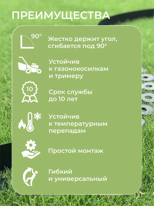 ГеоПластБорд Бордюр садовый пластиковый лента Манго высота 38 мм, черный, фото 3